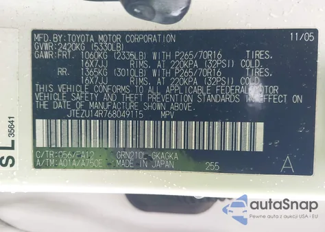 2006 Toyota 4Runner Sr5 V6 from USA, damaged, VIN JTEZU14R768049115